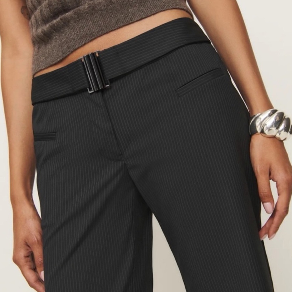 Reformation Black Pinstripe Trousers